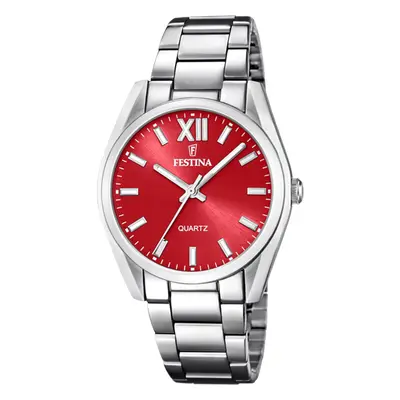 Orologio Festina F20622/b Collezione Allegria, Cinturino In Acciaio Rosso, Donna.