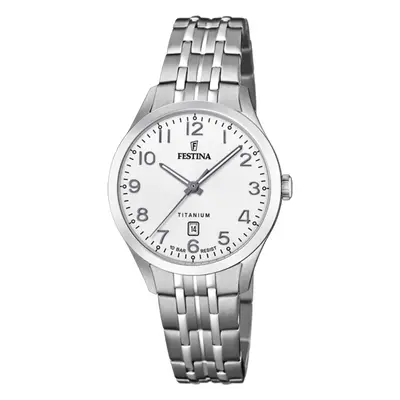 Orologio Festina Calendario Titanium F20468/1 Bianco Cinturino In Acciaio, Donna