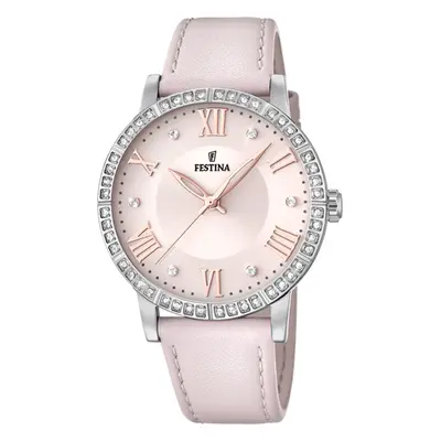 Orologio Festina Collezione Boyfriend F20412/2 Con Cinturino In Pelle Rosa, Donna.