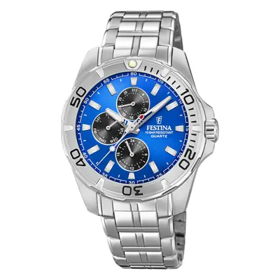 Orologio Festina Multifunzione Collezione F20445/4 Blu Cinturino In Acciaio, Uomo