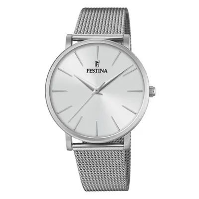 Orologio Festina Collezione Boyfriend F20475/1 Bianco Cinturino In Acciaio, Donna