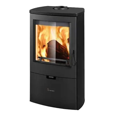 Stufa a legna ermetica TermoVana Nice 8,0 Nero opaco con porta panoramica, 7,6kW