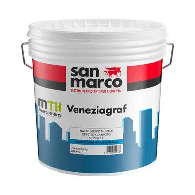 Rivestimento murale San Marco Veneziagraf Antialga effetto compatto Grana 1,5 (Secchio 25Kg)