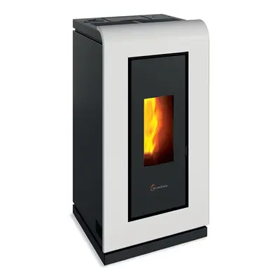 Stufa a pellet ermetica TermoVana King 12 Bianca canalizzabile a 2 vie indipendenti, 11kW