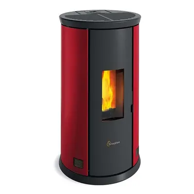 Stufa a pellet ermetica TermoVana Fancy 12 Rossa canalizzabile a 2 vie indipendenti, 11kW