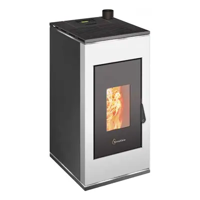 Stufa a pellet ermetica TermoVana Sofia 9,0 UP Bianca con uscita fumi superiore, 8kW