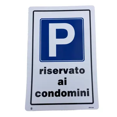 Cartello Dakota 20x30 cm RISERVATO AI CONDOMINI colore bianco, blu e nero