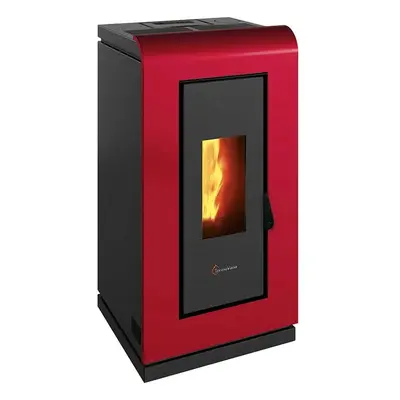 Stufa a pellet ermetica TermoVana Betty 11 Rossa con ventilazione ambiente, 10,4kW