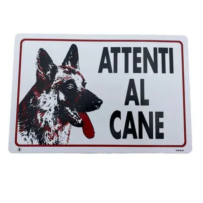 Cartello Dakota 20x30 cm ATTENTI AL CANE colore bianco, nero e rosso