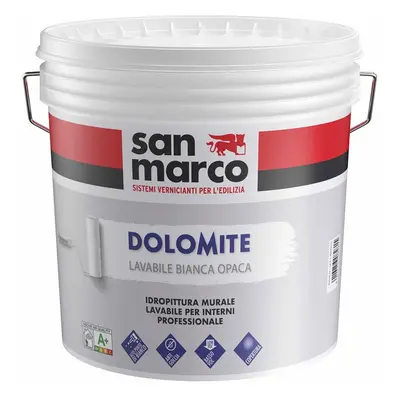 Idropittura lavabile coprente Dolomite San Marco bianco opaco per interni (Secchio 12,5Lt)