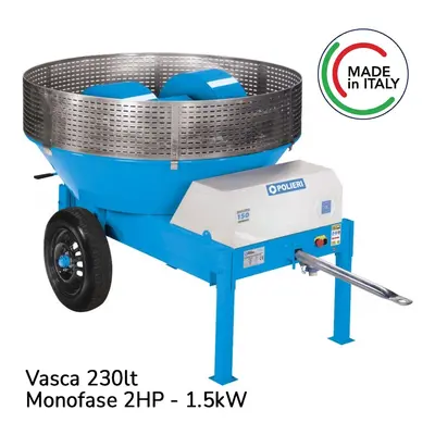 Molazza per malta tradizionale Polieri Compact 120 vasca 230lt motore monofase 1,5kW