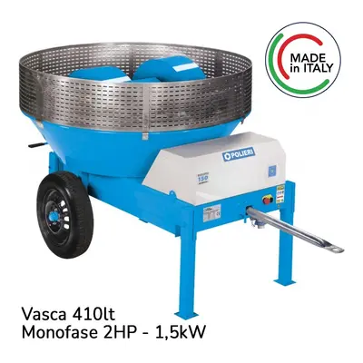 Molazza per malta tradizionale Polieri Compact 150 vasca 410lt motore monofase 1,5kW