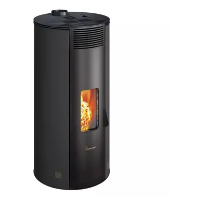 Stufa a pellet ermetica TermoVana Fancy 12 PJ Nera canalizzabile con scarico Poujoulat, 11kW