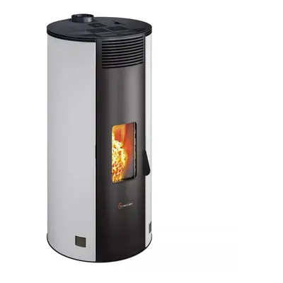 Stufa a pellet ermetica TermoVana Fancy 12 PJ Bianca canalizzabile con scarico Poujoulat, 11kW