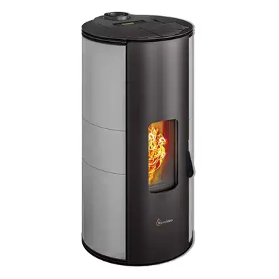 Stufa a pellet ermetica TermoVana Louvre 9 PJ Alluminio con scarico Poujoulat, 8,8kW