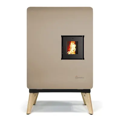 Stufa a pellet ermetica TermoVana Wave 8.0 Plus Tortora con piedini in legno, 7kW