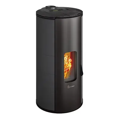 Stufa a pellet ermetica TermoVana Louvre 9 PJ Nera con scarico Poujoulat, 8,8kW