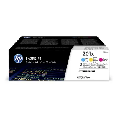 Confezione da 3 cartucce toner ciano/magenta/giallo originale ad alta capacità LaserJet HP 201X