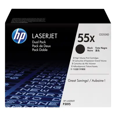 Confezione da 2 cartucce originali di Toner nero ad alta capacità LaserJet HP 55X