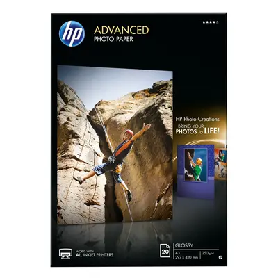 Carta fotografica HP Advanced, lucida, 250 g/m2, A3 (297 x 420 mm), 20 fogli