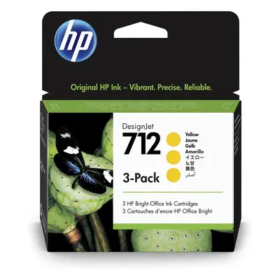 Confezione da 3 cartucce di inchiostro giallo originale DesignJet HP 712 da 29 ml