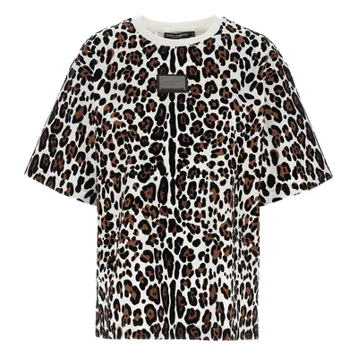 DOLCE & GABBANA T-Shirt Animalier Placca Logo