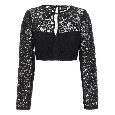 SELF PORTRAIT Top 'Black Lace Tie Neck Crop'