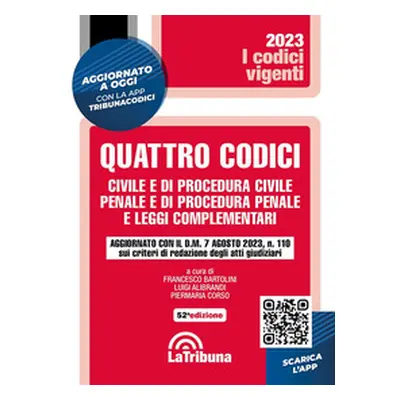 Quattro codici. Civile e di procedura civile, penale e di procedura penale e leggi complementari