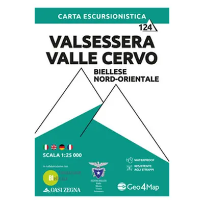 Valsessera Valle Cervo, Biellese nord-orientale. Carta escursionistica 1:25.000