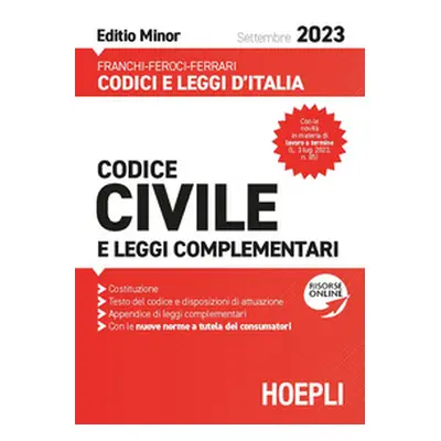 Codice civile e leggi complementari 2023. Ediz. minor