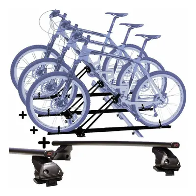 Kit 3 Portabici tetto + Barre per KIA CEE'D dal 2006 al 2011 5P compatti con Chiavi Barre 127 CM