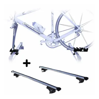 Set Portabici tetto + Barre per HYUNDAI TUCSON '04 Attacco alla Forcella universale Barre 110 CM