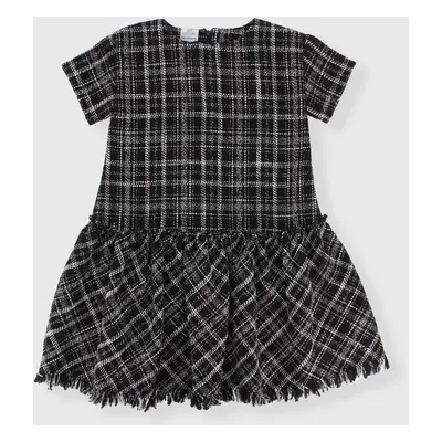 vestito in tweed da bambina, nero