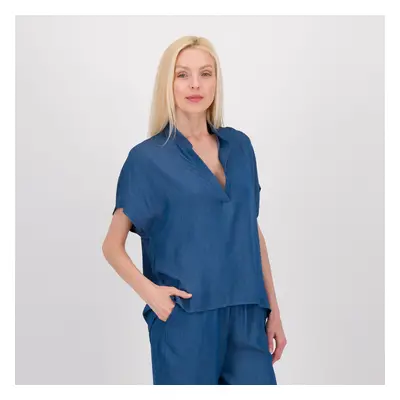 EVA Franco Ciambella Blusa in chambray di viscosa gessato