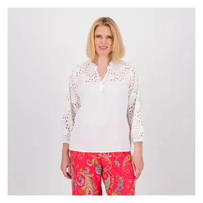 PARKER & ROWE Blusa con pizzo sangallo con manica lunga a sbuffo