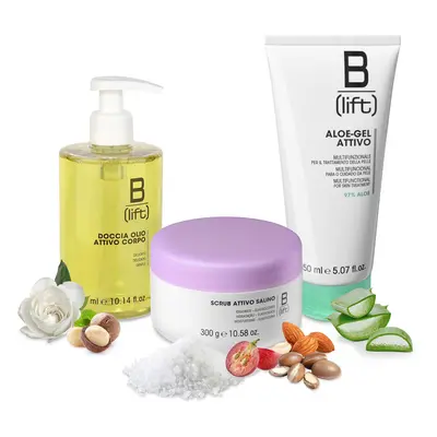 Syrio B-LIFT Kit idratante: scrub salino, bagnoschiuma, Aloe-gel