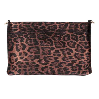 Le Corone Bags Borsa/pochette in pelle con stampa leo e tracolla removibile