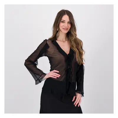 Caterina Lancini Cardigan in tulle con rouches