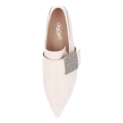 Galieti Slip on in pelle con strass e lavorazione sacchetto