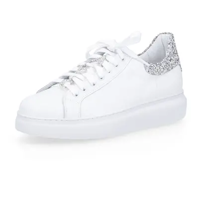 Le Serpentini Sneakers in pelle con inserti glitter, decorazioni gioiello