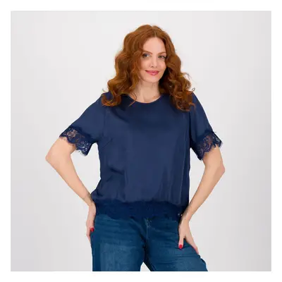 Enjoy Blusa in raso di viscosa con dettagli in pizzo