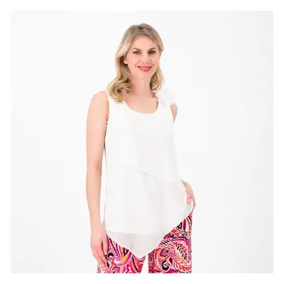 Nina Leonard Top in jersey con pannelli in chiffon