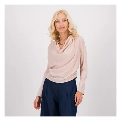 Palazzo Moda Blusa in crêpe de chine con scollo drappeggiato