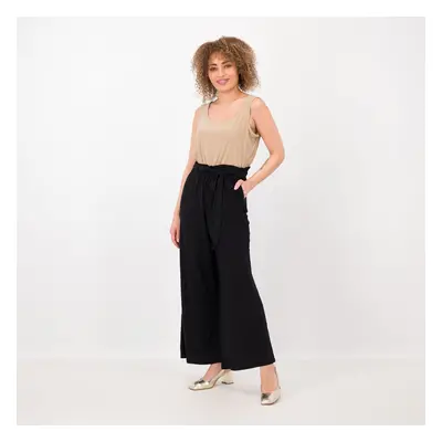 Nina Leonard Tuta jumpsuit smanicata in jersey con cintura