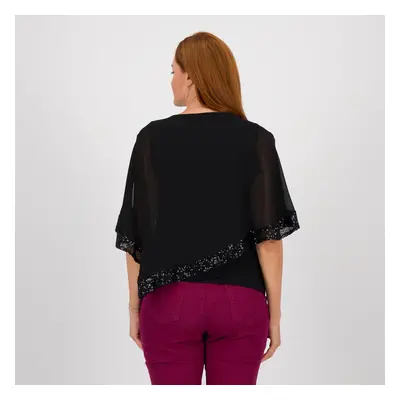 Nina Leonard Blusa con pannello in chiffon e paillettes