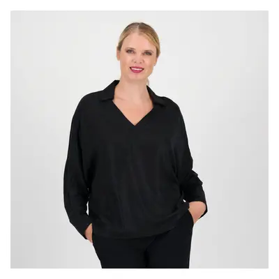 EXTESA Blusa in tessuto laminato con maniche lunghe a pipistrello