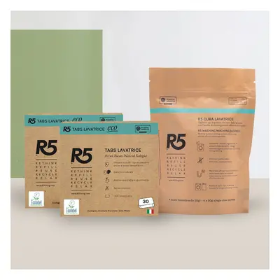 R5 Living 2 confezioni Eco tabs lavatrice + cura lavatrice 4 dosi