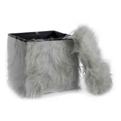 Home Reflections Pouf contenitore Yeti ricoperto in peluche 38x38x38 cm