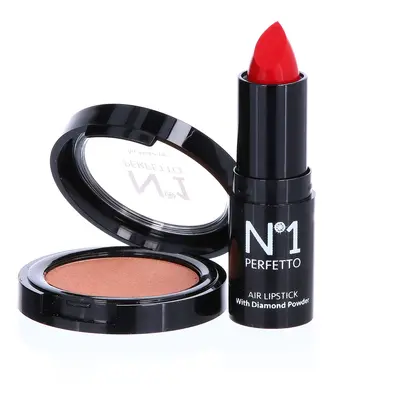 N°1 Perfetto Rossetto rosso con collagene, ombretto con oro 24K e bag