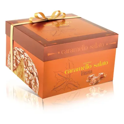 Amaretti Virginia Panettone basso 750g al caramello salato e cioccolato bianco